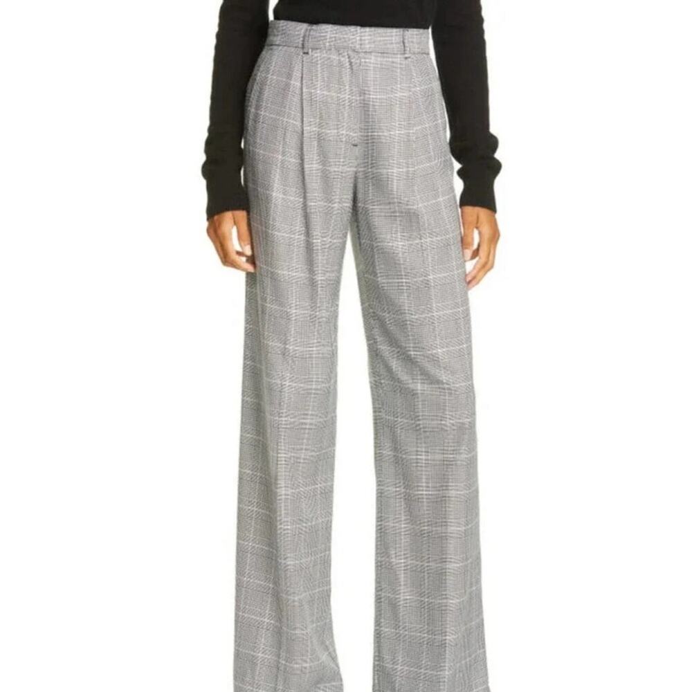 ATM Anthony Thomas Melillo Gray Plaid Wide-Leg Trousers